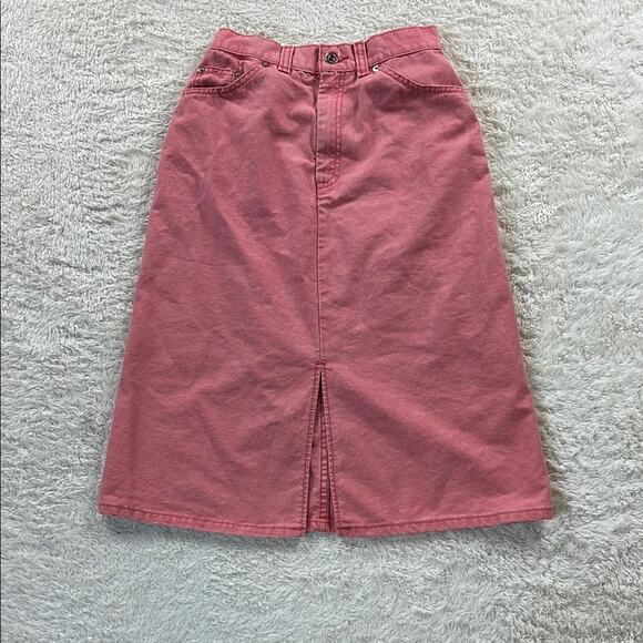 Vintage 70s Levi's pink denim a line midi skirt, size 7 or XS - Picture 1 of 10
